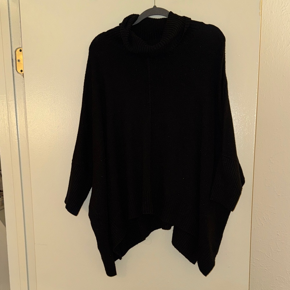 Loft Black Turtleneck Women's Poncho Sweater